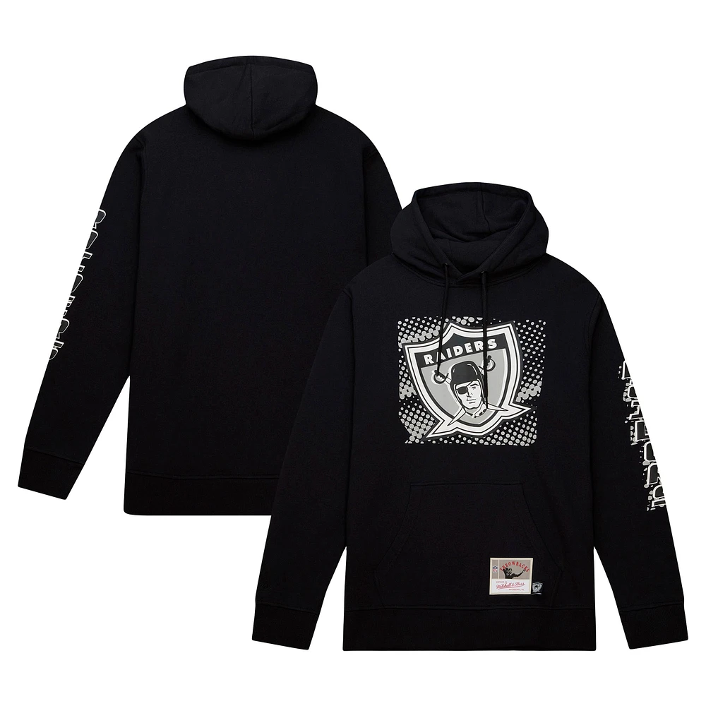 Men's Mitchell & Ness Black Las Vegas Raiders Gridiron Classics Big Face 7.0 Pullover Hoodie