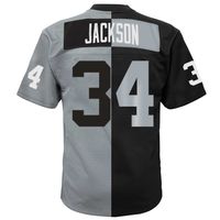 Men's Mitchell & Ness Bo Jackson Black/Silver Las Vegas Raiders 1988 Split Legacy Replica Jersey