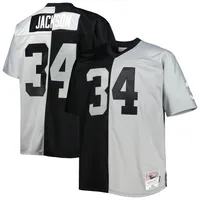 Mitchell & Ness Bo Jackson pour hommes noir/argent Las Vegas Raiders Big Tall Split Legacy Retired Player Replica Jersey