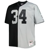 Men's Mitchell & Ness Bo Jackson Black/Silver Las Vegas Raiders Big Tall Split Legacy Retired Player Replica Jersey