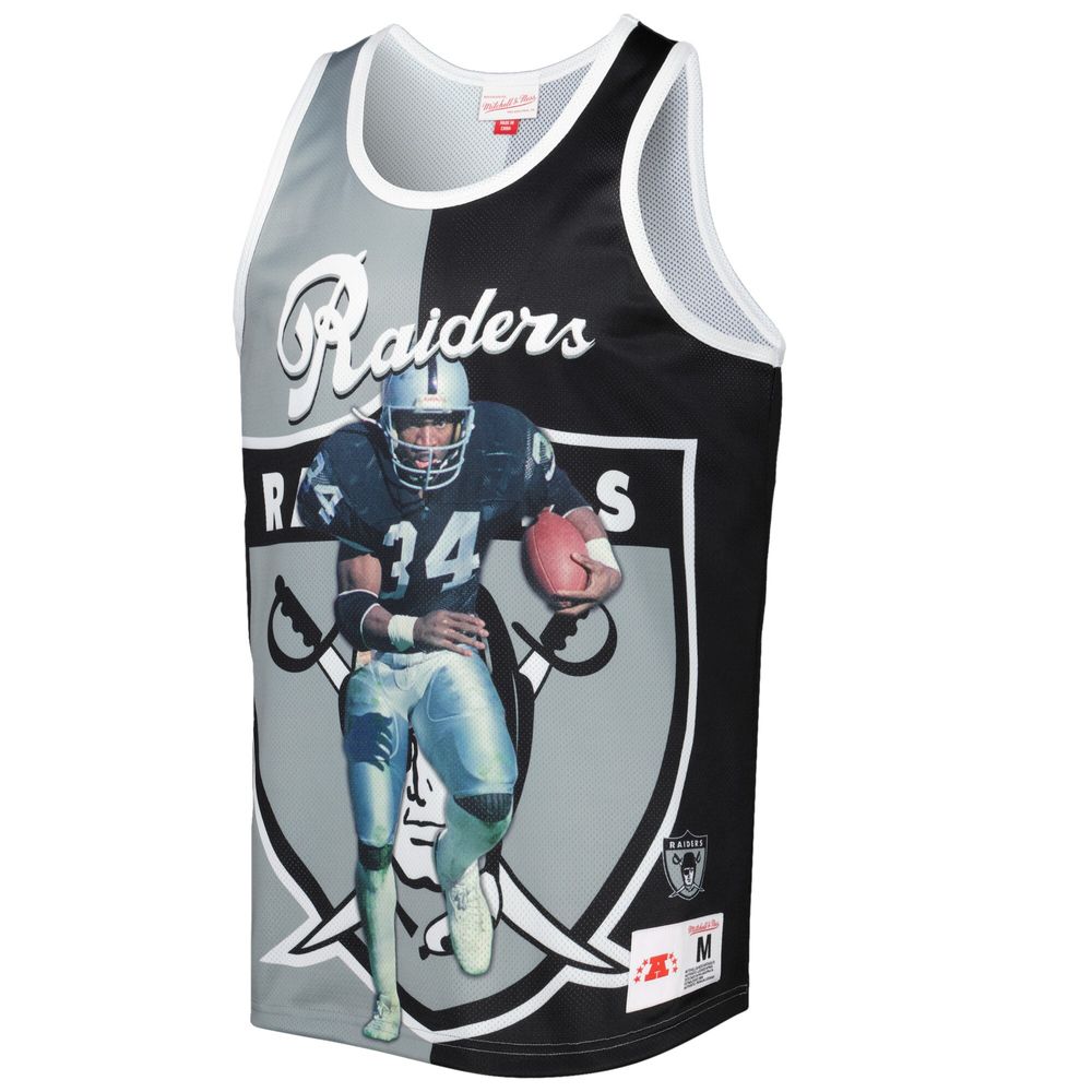 Men's Mitchell & Ness Bo Jackson Black/Silver Las Vegas Raiders Retired Player Graphic Tank Top