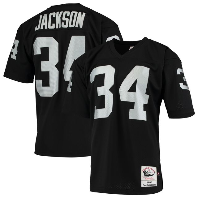 Maillot de joueur retraité authentique Mitchell & Ness Bo Jackson noir Las Vegas Raiders 1990 pour hommes