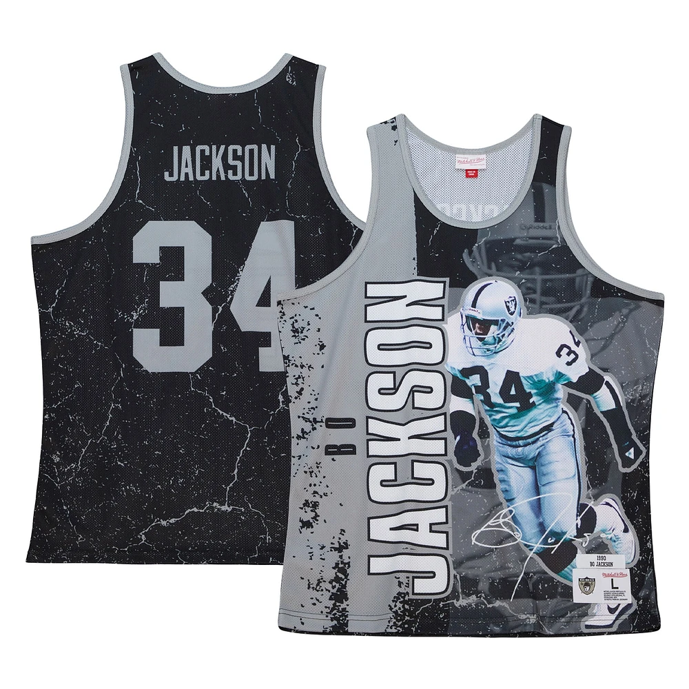 Men's Mitchell & Ness Bo Jackson Black Las Vegas Raiders 1990 Player Burst Tank Top