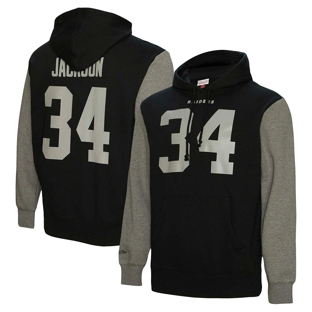 Mitchell & Ness Bo Jackson noir Las Vegas Raiders nom et numéro du joueur retraité - Sweat à capuche