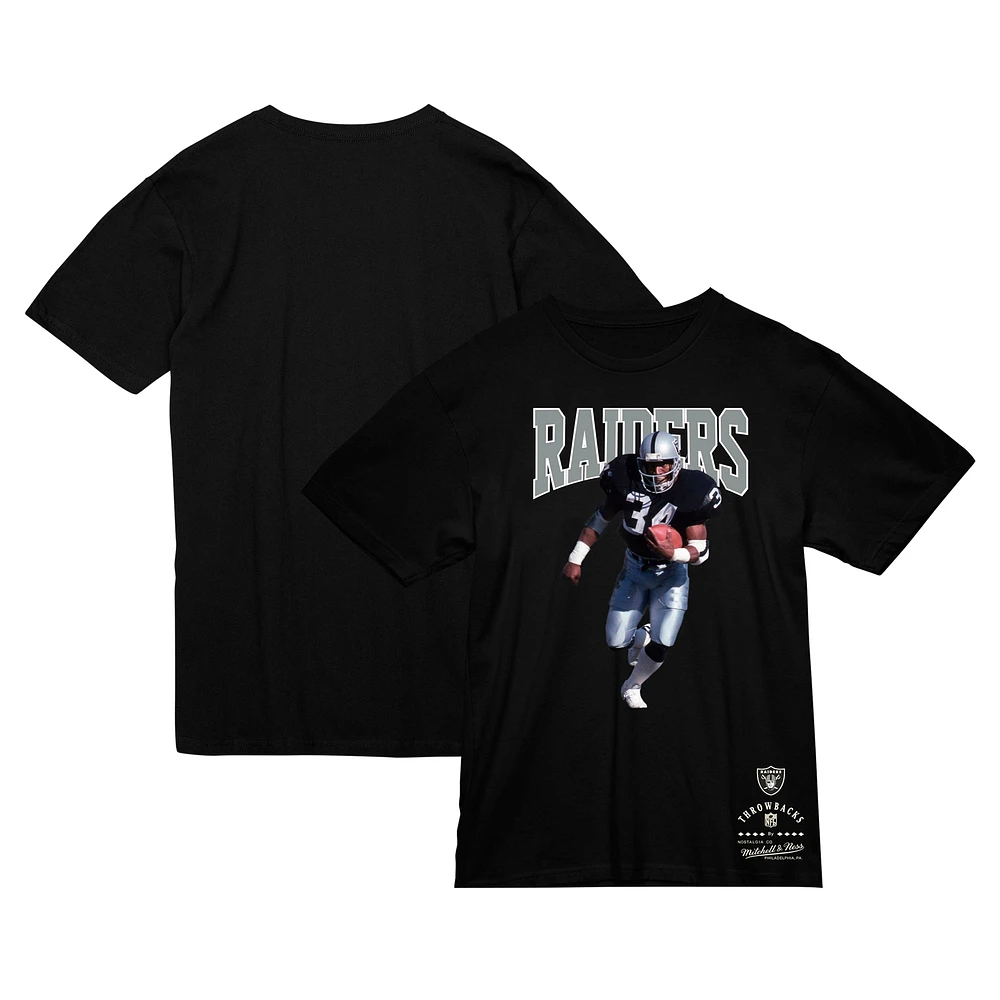 T-shirt Mitchell & Ness Bo Jackson pour homme, joueur retraité des Las Vegas Raiders, noir