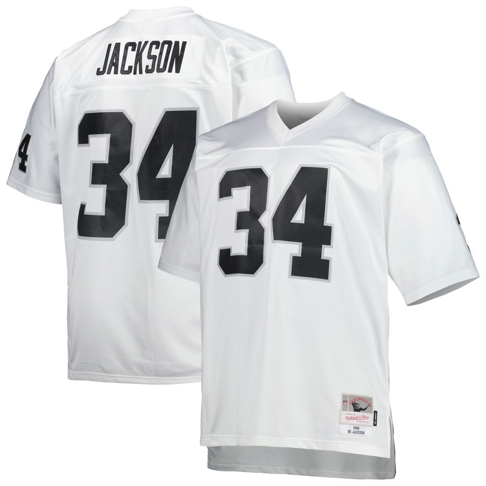 Men's Mitchell & Ness Bo Jackson White Las Vegas Raiders Big Tall 1988 Retired Player Replica Jersey