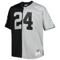 Maillot de réplique joueur retraité Mitchell & Ness Charles Woodson pour hommes, noir/argent, Las Vegas Raiders Big Tall Split Legacy