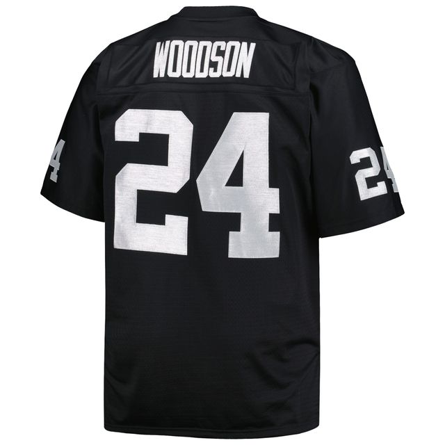 Maillot de réplique joueur retraité Mitchell & Ness Charles Woodson noir Las Vegas Raiders Big Tall 1998 pour hommes