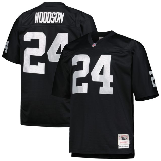 Maillot de réplique joueur retraité Mitchell & Ness Charles Woodson noir Las Vegas Raiders Big Tall 1998 pour hommes