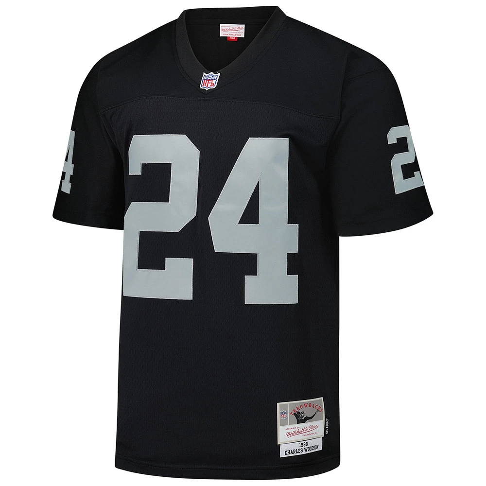 Maillot réplique Mitchell & Ness Charles Woodson noir pour homme des Las Vegas Raiders Legacy