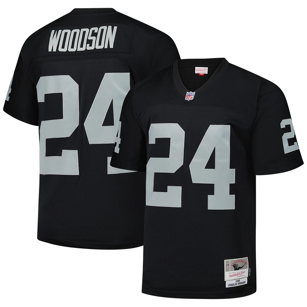 Maillot réplique Mitchell & Ness Charles Woodson noir pour homme des Las Vegas Raiders Legacy