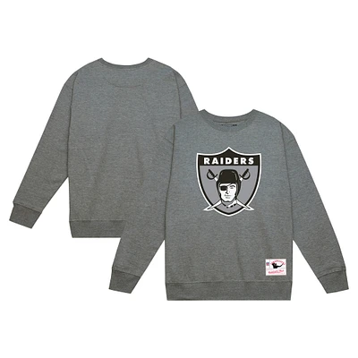 Men's Mitchell & Ness Heather Gray Las Vegas Raiders Basic Fleece Pullover Sweatshirt