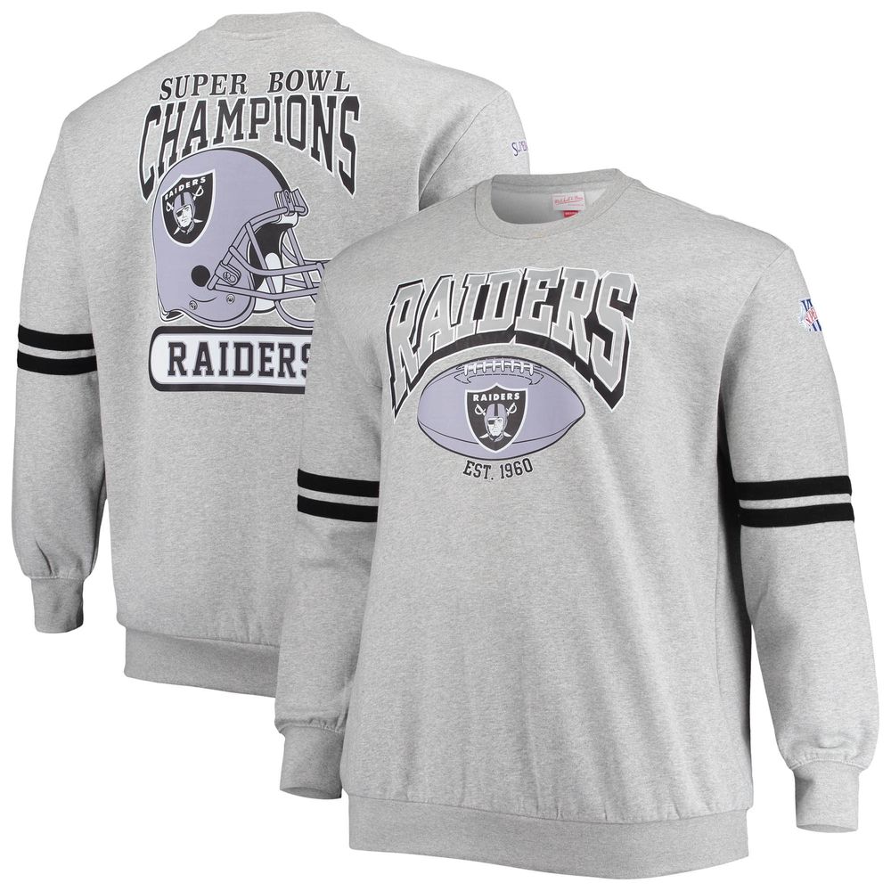 Men's Mitchell & Ness Silver Las Vegas Raiders All Over 2.0 Pullover  Sweatshirt