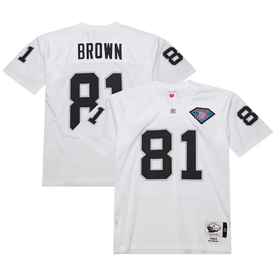 Maillot de joueur retraité authentique Mitchell & Ness Tim Brown blanc Las Vegas Raiders 1994 pour homme