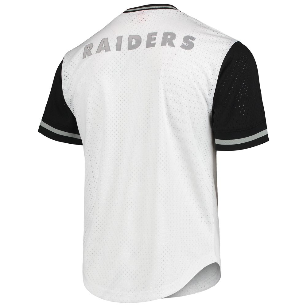 Men's Las Vegas Raiders Mitchell & Ness White/Black Mesh V-Neck T