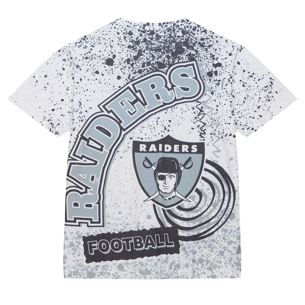 Men's Mitchell & Ness White Las Vegas Raiders Team Burst Sublimated T-Shirt