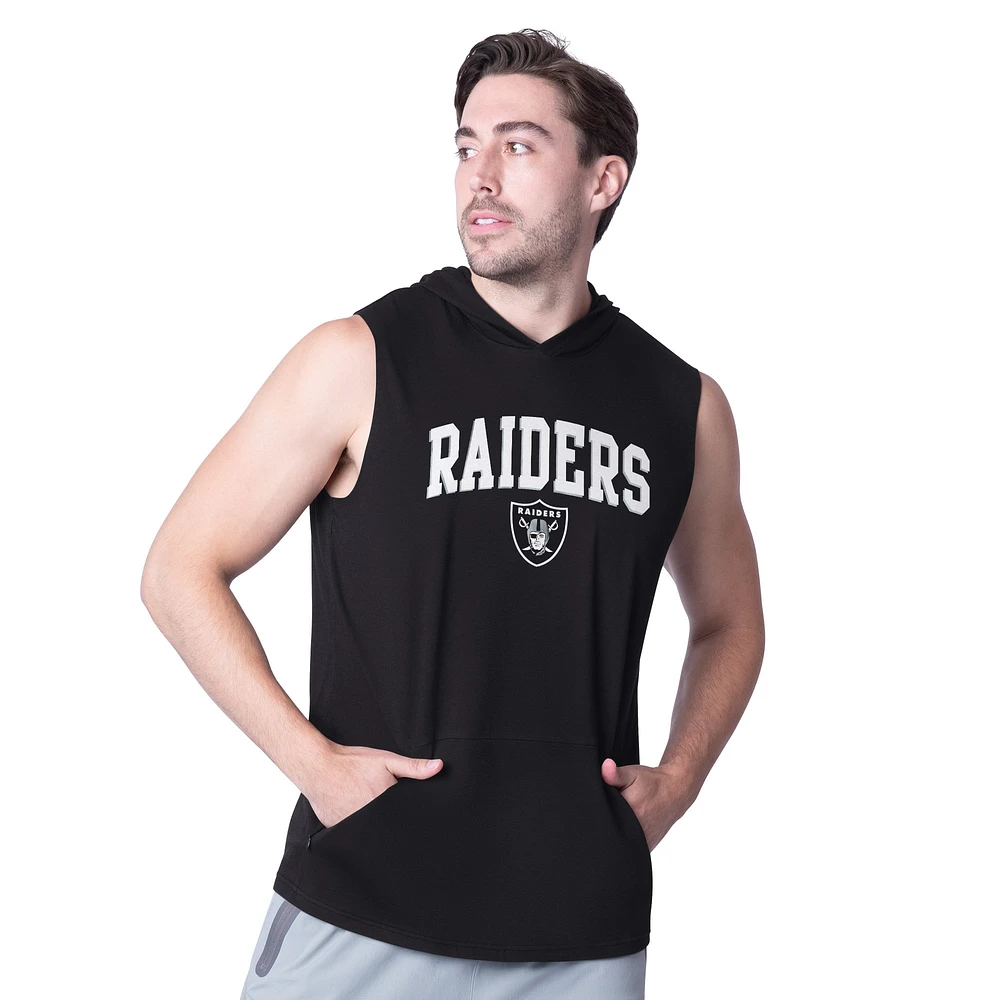 Sweat à capuche sans manches MSX by Michael Strahan pour homme, motif Las Vegas Raiders, noir