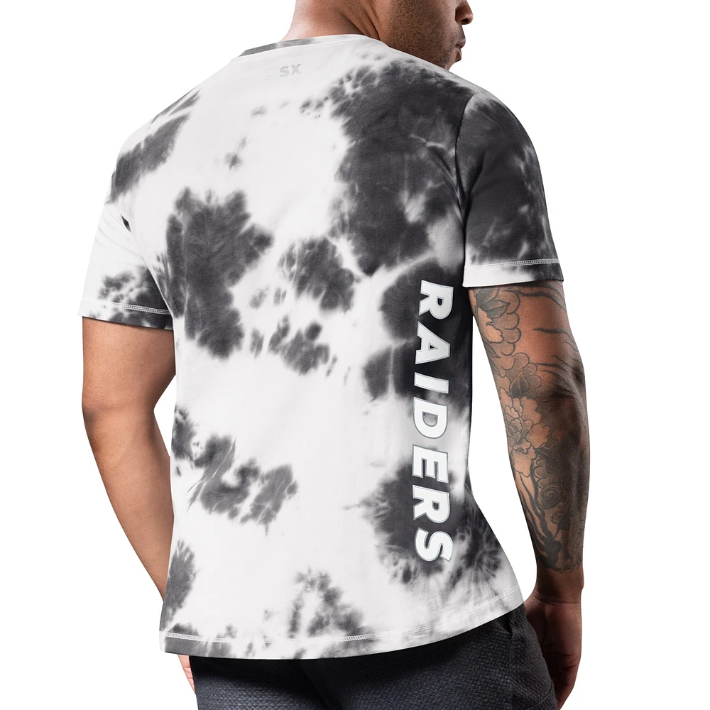 T-shirt MSX by Michael Strahan noir Las Vegas Raiders Freestyle Tie-Dye pour homme