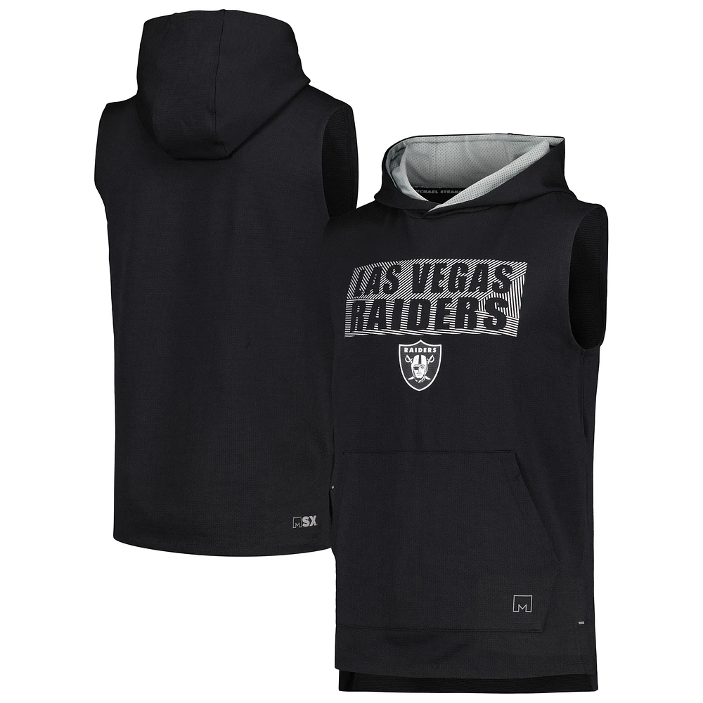 Men's MSX by Michael Strahan Black Las Vegas Raiders Marathon Sleeveless Pullover Hoodie