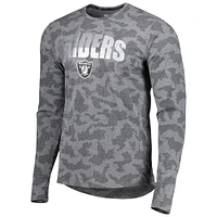 T-shirt à manches longues camouflage MSX by Michael Strahan pour homme Las Vegas Raiders Performance Noir