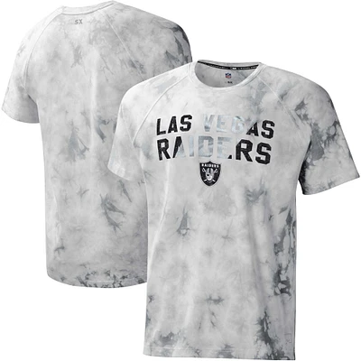 Las Vegas Raiders MSX by Michael Strahan Resolution Tie-Dye Raglan T-Shirt - Gray