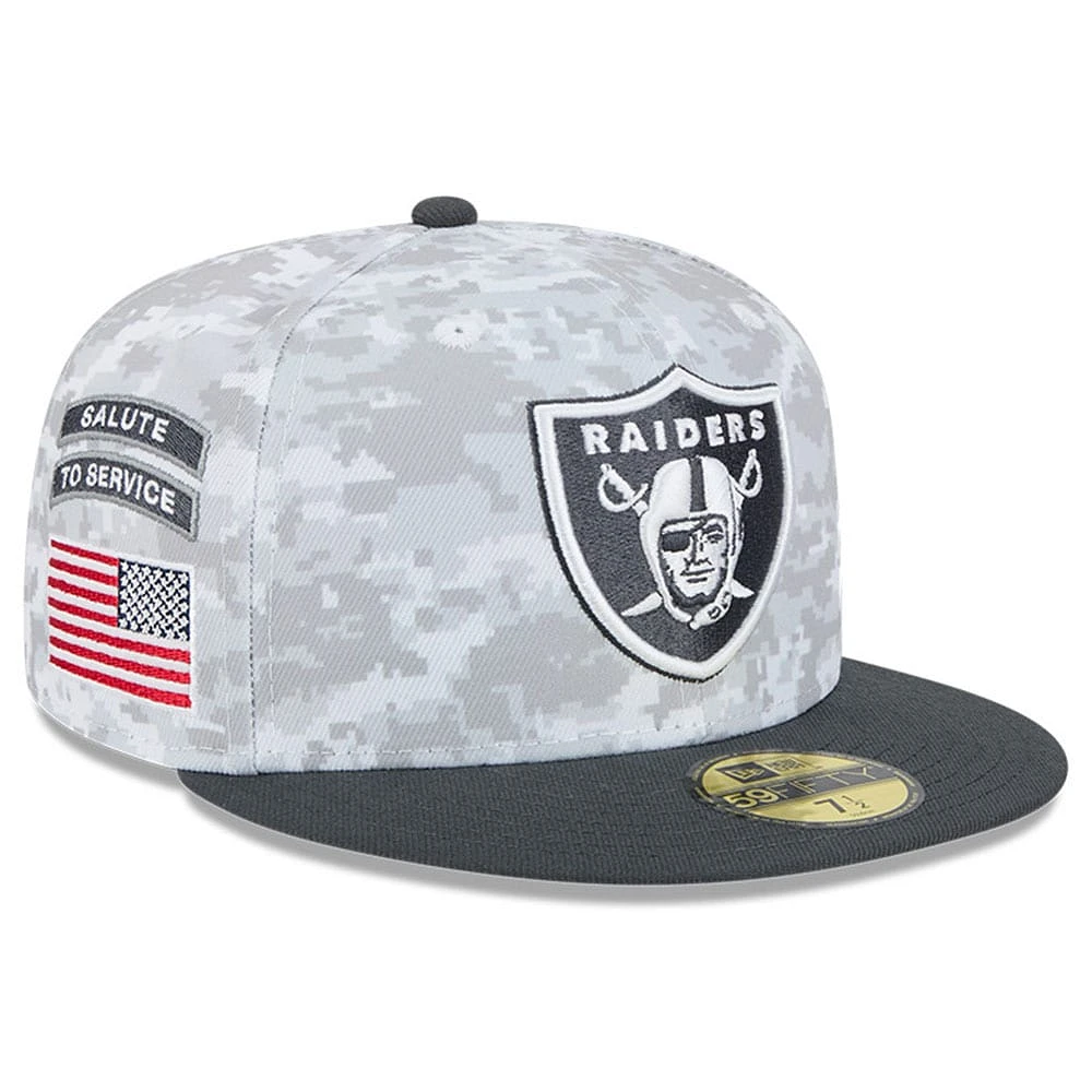 Men's New Era Arctic Camo/Graphite Las Vegas Raiders 2024 Salute To Service 59FIFTY Fitted Hat