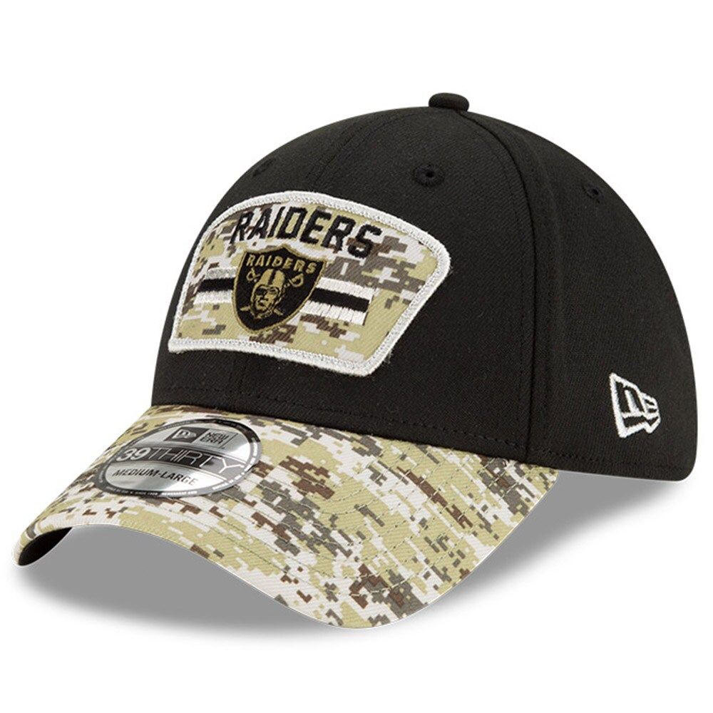 Men's New Era Black/Camo Las Vegas Raiders 2021 Salute To Service - 39THIRTY Flex Hat