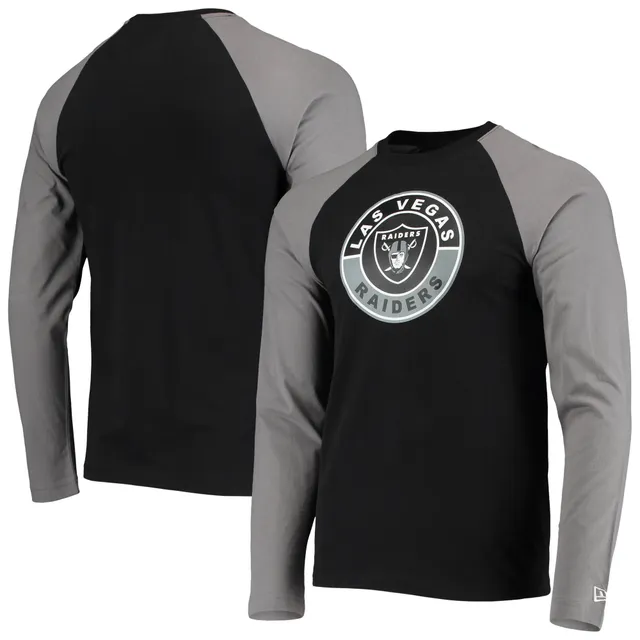 Men's Las Vegas Raiders New Era Black/Gray League Raglan Throwback Long  Sleeve T-Shirt