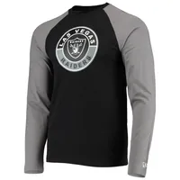 T-shirt à manches longues raglan Las Vegas Raiders League noir/gris New Era pour homme