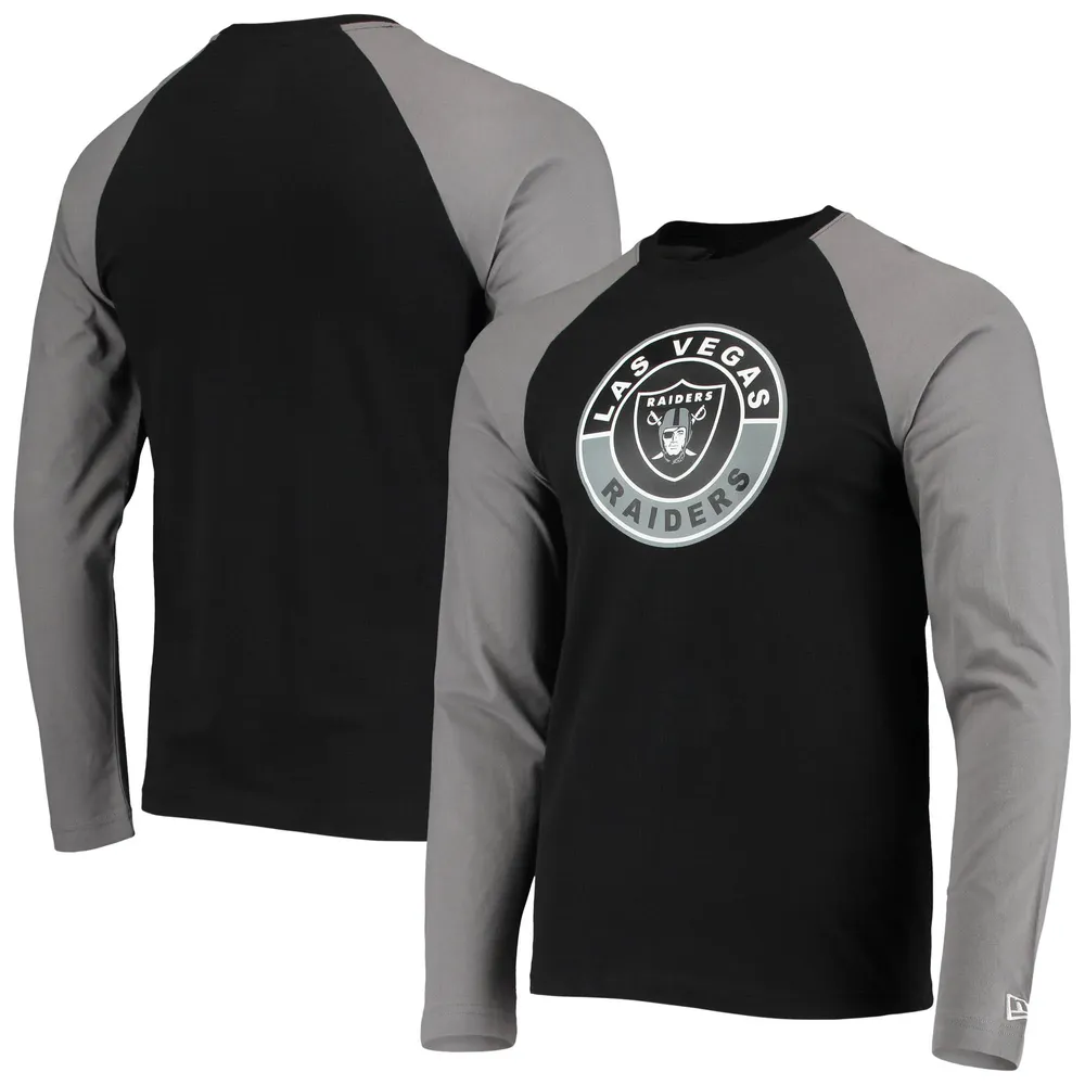 T-shirt à manches longues raglan Las Vegas Raiders League noir/gris New Era pour homme