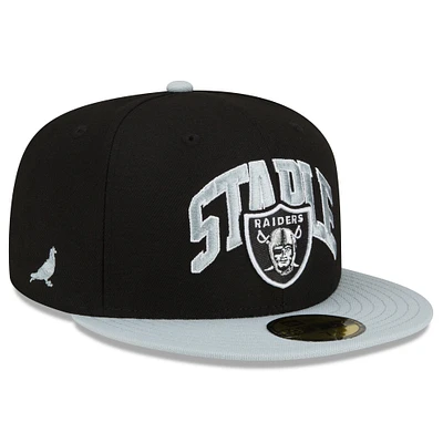 Casquette ajustée 59FIFTY des Las Vegas Raiders NFL x Staple Collection New Era pour homme, noir/gris