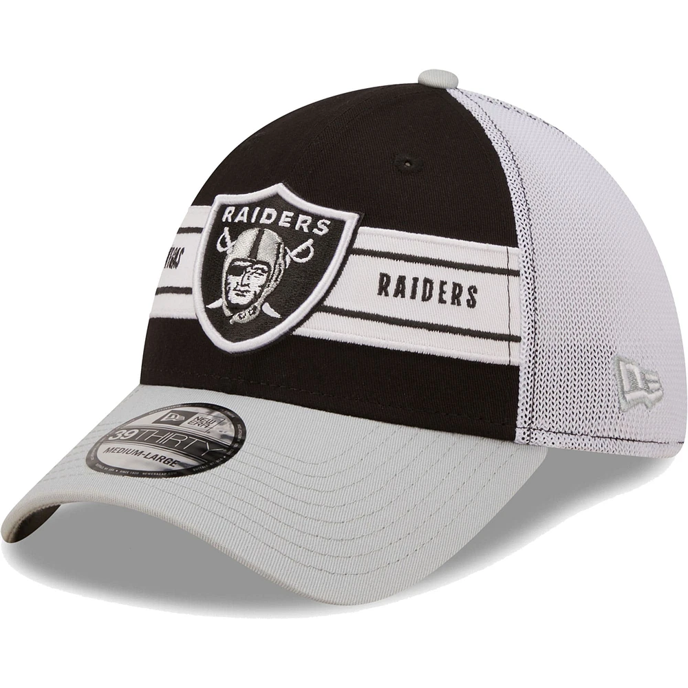 Men's New Era Black/Gray Las Vegas Raiders Team Banded 39THIRTY Flex Hat