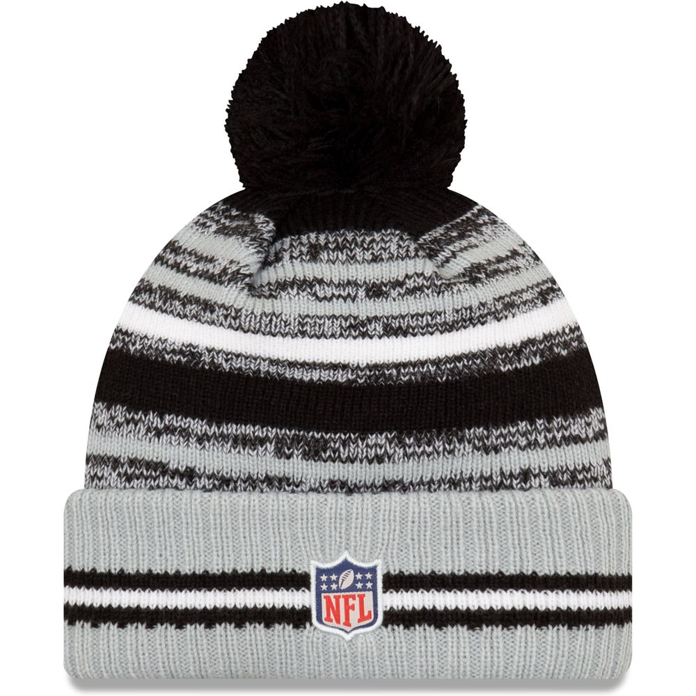 Black New Era NFL Las Vegas Raiders Pom Beanie Hat