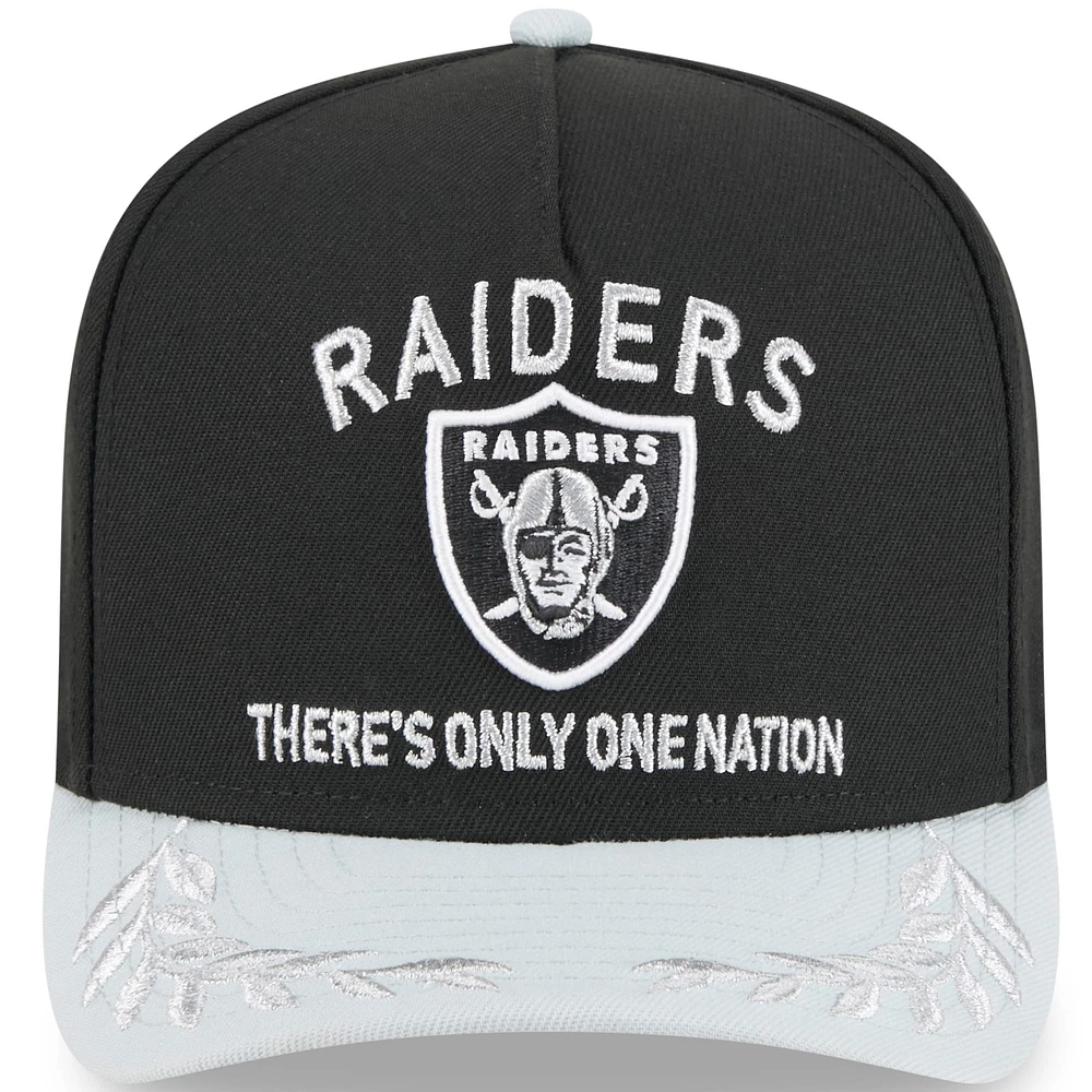 Men's New Era Black/Silver Las Vegas Raiders 2025 NFL Draft 9FIFTY A-Frame Snapback Hat