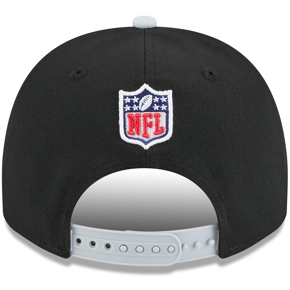 Men's New Era Black/Silver Las Vegas Raiders 2025 NFL Draft 9FIFTY A-Frame Snapback Hat