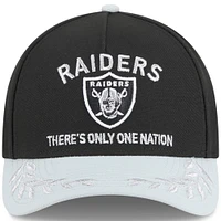 Men's New Era Black/Silver Las Vegas Raiders 2025 NFL Draft 9FORTY M-Crown A-Frame Adjustable Hat