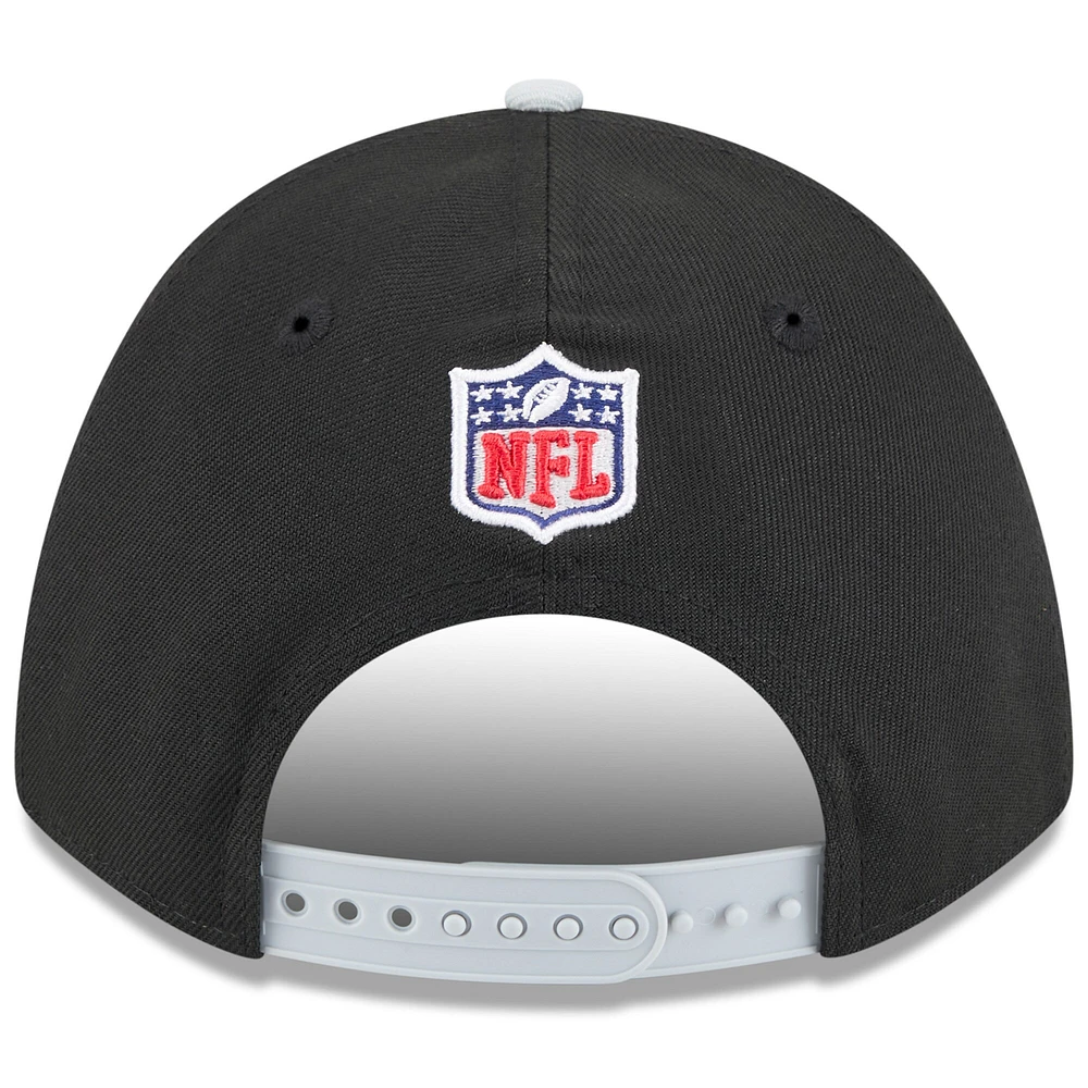 Men's New Era Black/Silver Las Vegas Raiders 2025 NFL Draft 9FORTY M-Crown A-Frame Adjustable Hat