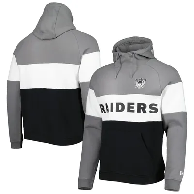 Lids Las Vegas Raiders New Era Big & Tall Throwback Colorblock Fleece  Raglan Pullover Hoodie - Silver/Black