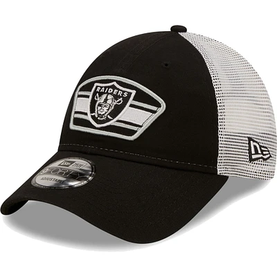 NWE RAID BLACK WHIT NFL LOGO PATCH TRUCKER 9FORTY HATMENSTR