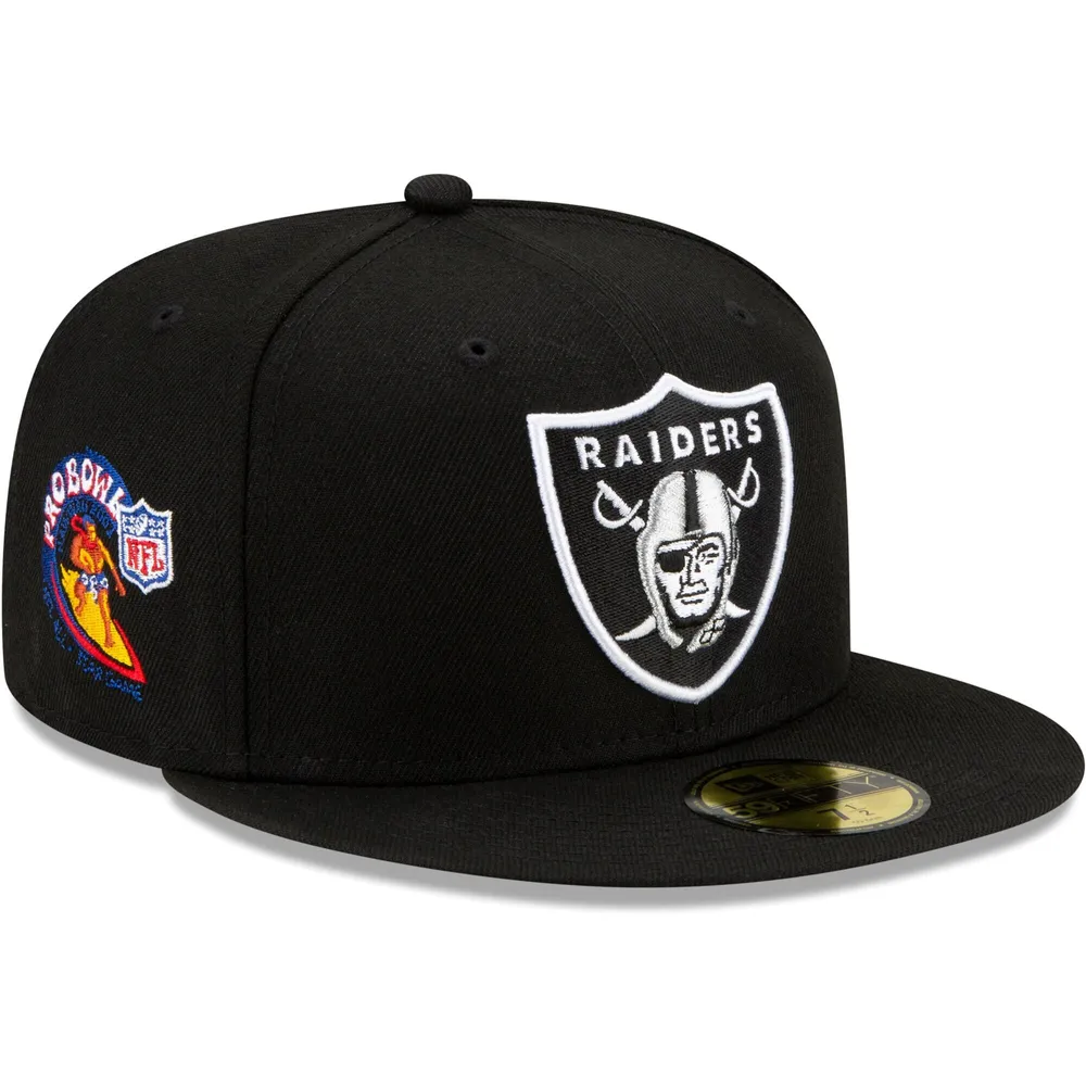 Men's New Era Black Las Vegas Raiders 2001 Pro Bowl Patch Up 59FIFTY Fitted Hat