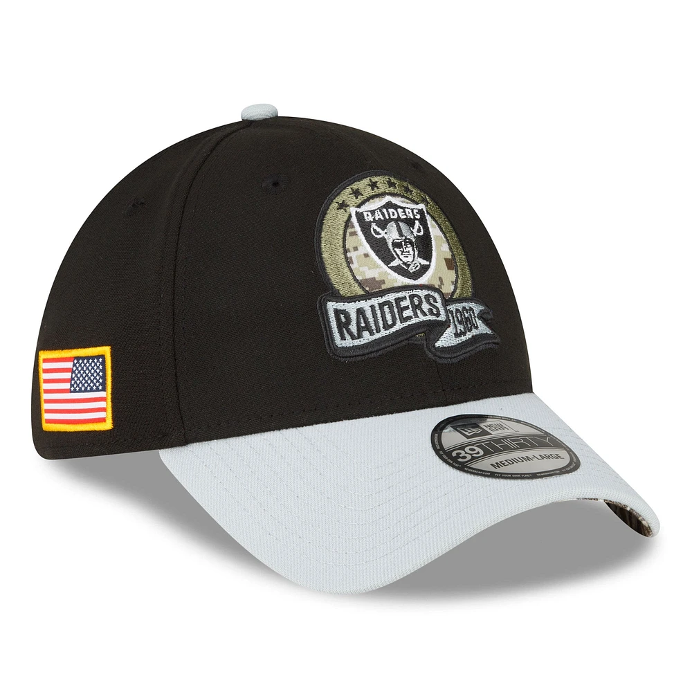 Men's New Era Black Las Vegas Raiders 2022 Salute To Service 39THIRTY Flex Hat