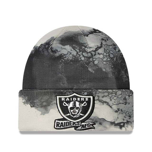 Las Vegas Raiders 2022 Sideline New Era pour homme - Noir - Bonnet en tricot à revers teint à l'encre