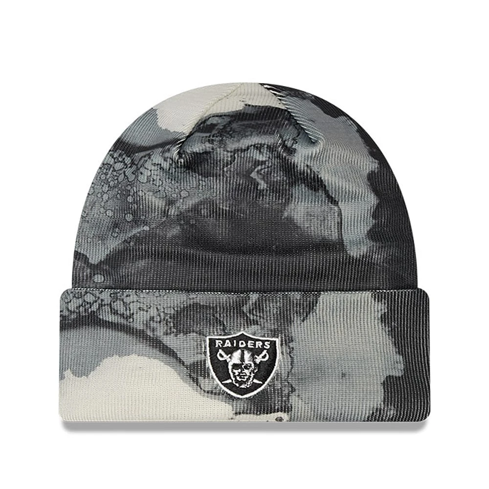 Men's New Era Black Las Vegas Raiders 2022 Sideline - Ink Dye Cuffed Knit Hat