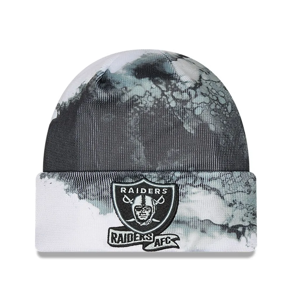 LAS VEGAS RAIDERS - NFL Pom Pom Black / White One Size NEW ERA Beanie Hat  NEW 
