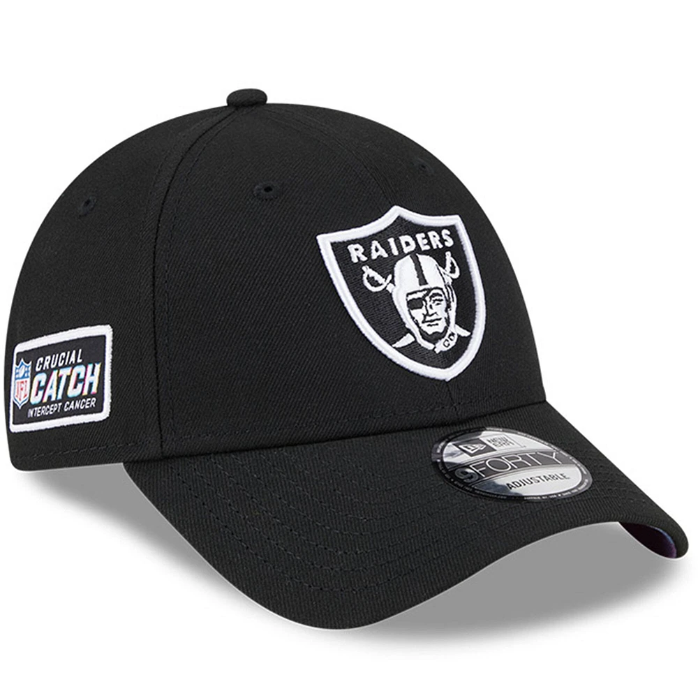 Casquette réglable New Era Las Vegas Raiders 2023 NFL Crucial Catch 9FORTY noire pour homme