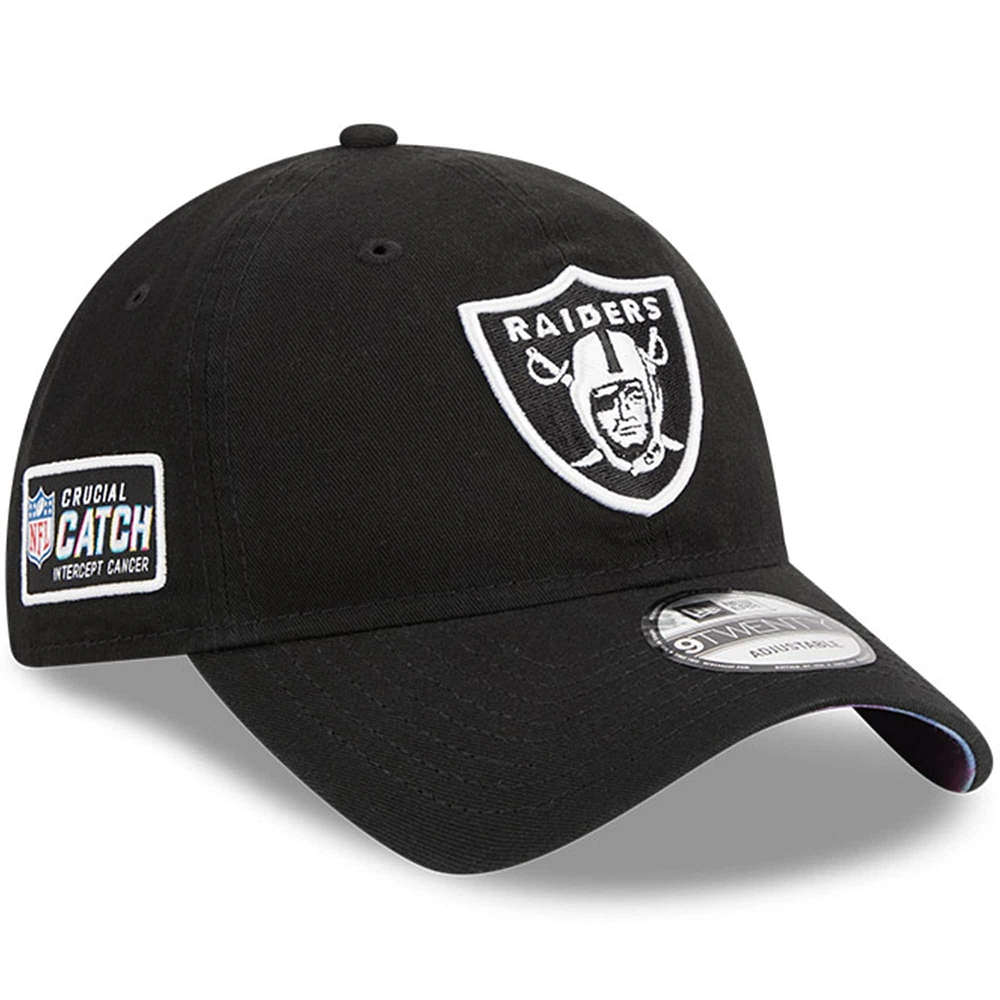 Casquette réglable noire Las Vegas Raiders 2023 NFL Crucial Catch 9TWENTY New Era pour homme