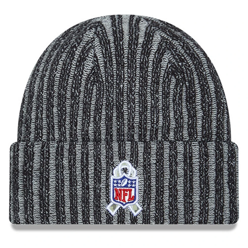 Bonnet en tricot à revers Salute To Service New Era noir des Las Vegas Raiders 2023 pour hommes