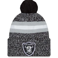 Men's New Era  Black Las Vegas Raiders 2023 Sideline Cuffed Knit Hat With Pom