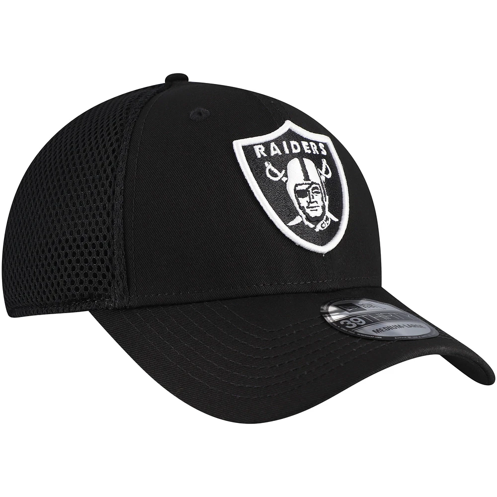 Casquette flexible 39THIRTY noire des Las Vegas Raiders New Era pour hommes