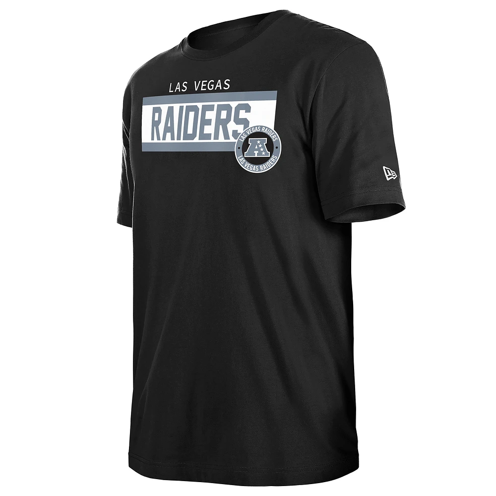 T-shirt à imprimé haute densité Las Vegas Raiders 3rd Down pour homme New Era noir